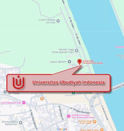 Locations and Maps (Google Map) Universitas Ubudiyah Indonesia Afternoon Evening Class Nomor